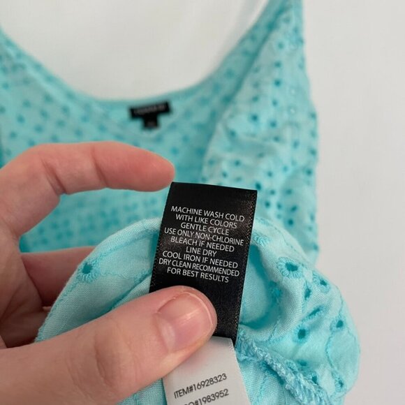 TORRID 2 Plus Size Sophie Eyelet Swing Cami Aqua Blue Sleeveless Tank Blouse 2X - Picture 11 of 16